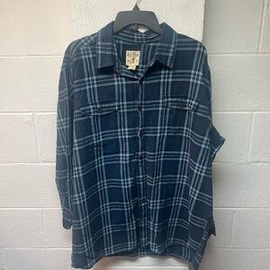 RedHead Navy and Light Blue Plaid Shirt. 2X LT